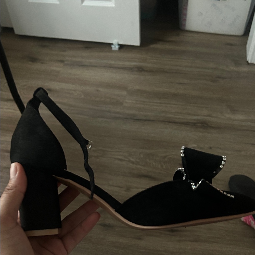 Amazon Black Heels with Rhinestone Details